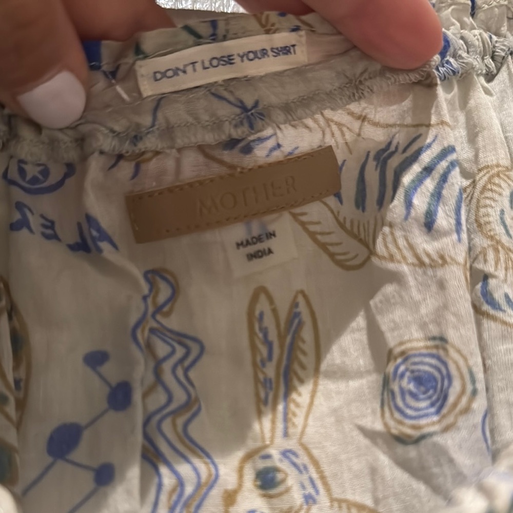 MOTHER Printed Blouse with Blue Accents - Picture 5 of 6